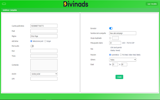 Divinads  from Chrome web store to be run with OffiDocs Chromium online