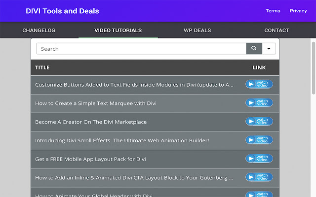 DIVI Tools and Deals  from Chrome web store to be run with OffiDocs Chromium online