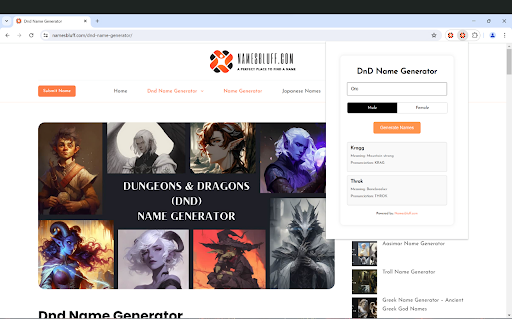 DnD Name Generator  from Chrome web store to be run with OffiDocs Chromium online