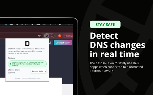 DnsWarn  from Chrome web store to be run with OffiDocs Chromium online