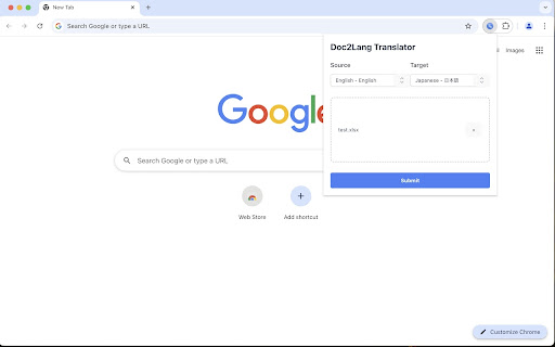 Doc2Lang Translator  from Chrome web store to be run with OffiDocs Chromium online