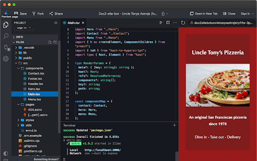 doc2.site tooling  from Chrome web store to be run with OffiDocs Chromium online