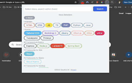 DocsSearch  from Chrome web store to be run with OffiDocs Chromium online