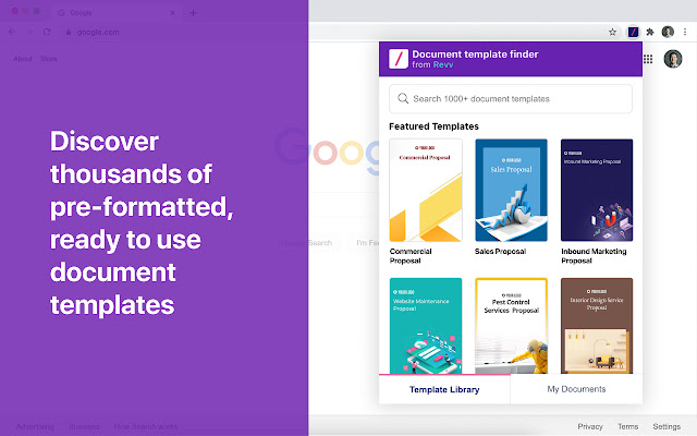 Document template finder  from Chrome web store to be run with OffiDocs Chromium online