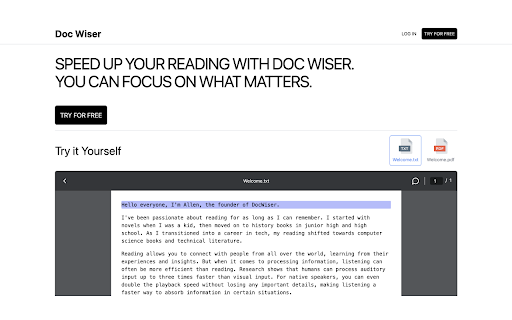 DocWiser  from Chrome web store to be run with OffiDocs Chromium online