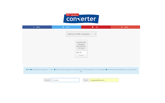 Docx to HTML Converter  from Chrome web store to be run with OffiDocs Chromium online