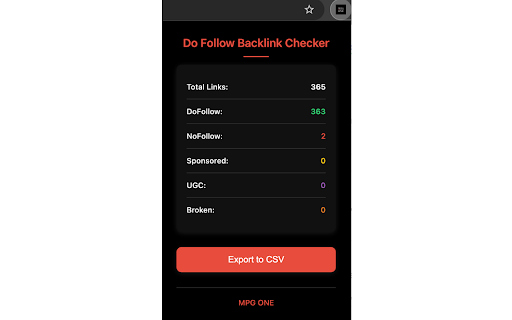 Do Follow Backlink checker MPG ONE  from Chrome web store to be run with OffiDocs Chromium online