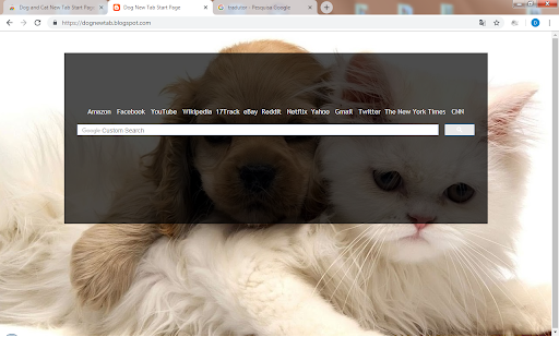 Dog and Cat New Tab Start Page Theme  from Chrome web store to be run with OffiDocs Chromium online