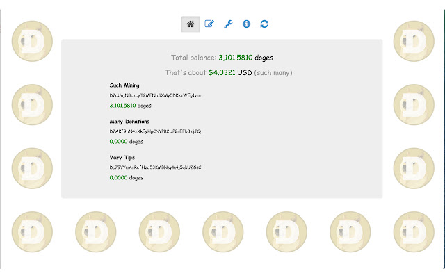Dogecoin Balance Wow  from Chrome web store to be run with OffiDocs Chromium online