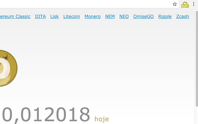 Dogecoin Hoje  from Chrome web store to be run with OffiDocs Chromium online