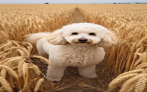 Dog in the middle of a wheat field wallpaper  from Chrome web store to be run with OffiDocs Chromium online