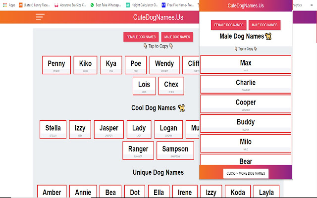 Dog Names  from Chrome web store to be run with OffiDocs Chromium online