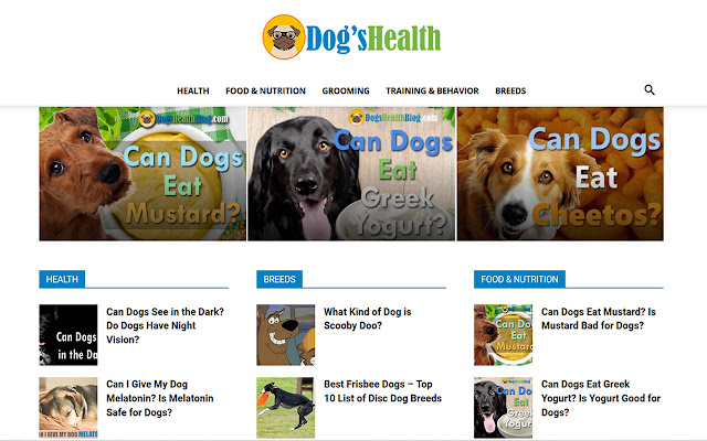 Dogs Health Blog uit de Chrome-webwinkel, te gebruiken met OffiDocs Chromium online