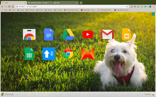 Dog Theme HD pro de la boutique en ligne Chrome doit être exécuté avec OffiDocs Chromium en ligne