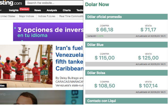 Dolar Now Cotizacion Argentina  from Chrome web store to be run with OffiDocs Chromium online