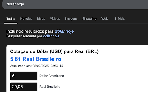 Dollar Hoje no Google  from Chrome web store to be run with OffiDocs Chromium online