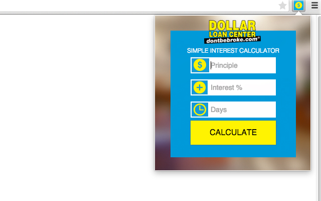 Dollar Loan Center Interest Calculator  from Chrome web store to be run with OffiDocs Chromium online