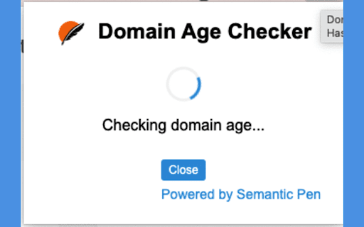 Domain Age Checker by Semantic Pen  from Chrome web store to be run with OffiDocs Chromium online