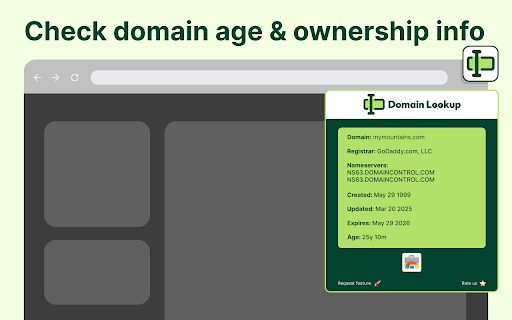 Domain Age Lookup  from Chrome web store to be run with OffiDocs Chromium online