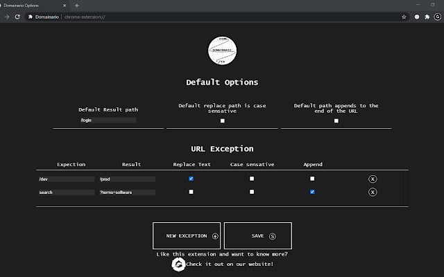 Domainario  from Chrome web store to be run with OffiDocs Chromium online