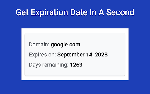 Domain Expiry Checker  from Chrome web store to be run with OffiDocs Chromium online