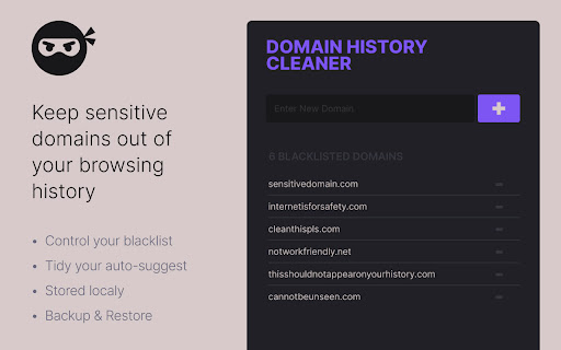 Domain History Cleaner  from Chrome web store to be run with OffiDocs Chromium online