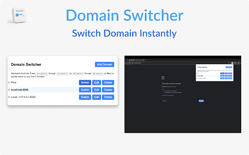 Domain Switcher  from Chrome web store to be run with OffiDocs Chromium online
