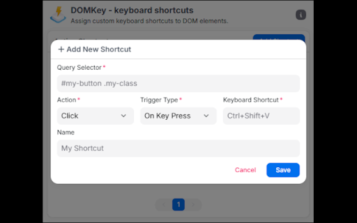 DOM Key  from Chrome web store to be run with OffiDocs Chromium online