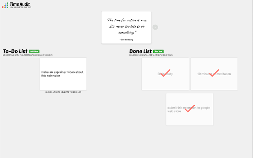 Done List by Time Audit  from Chrome web store to be run with OffiDocs Chromium online