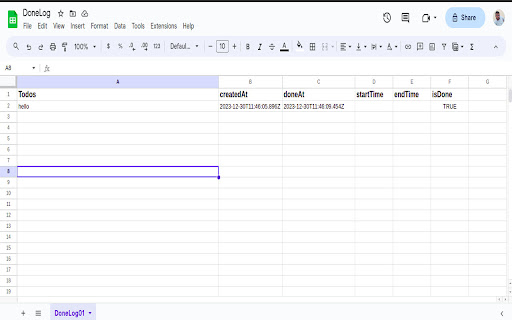 DoneLog  from Chrome web store to be run with OffiDocs Chromium online