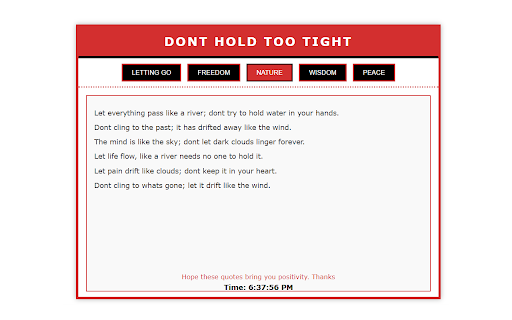 Dont Hold Too Tight  from Chrome web store to be run with OffiDocs Chromium online