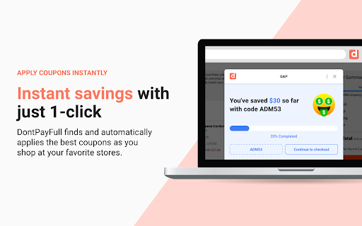 DontPayFull Automatic Coupon Finder  from Chrome web store to be run with OffiDocs Chromium online