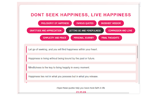 Dont Seek Happiness, Live Happiness  from Chrome web store to be run with OffiDocs Chromium online