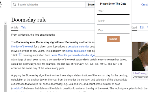 DoomsDay Algorithm Calculator  from Chrome web store to be run with OffiDocs Chromium online