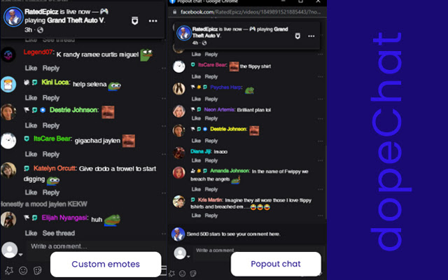 dopeChat  from Chrome web store to be run with OffiDocs Chromium online