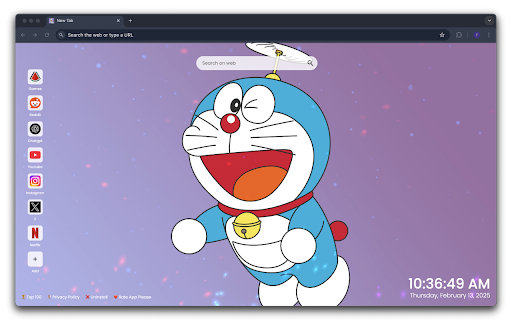 Doraemon Fly Live Wallpaper New Tab  from Chrome web store to be run with OffiDocs Chromium online