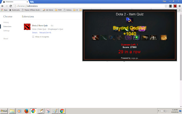 Dota 2 Item Quiz  from Chrome web store to be run with OffiDocs Chromium online
