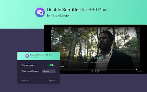 Double Subtitles for HBO Max by MovieLingo  from Chrome web store to be run with OffiDocs Chromium online