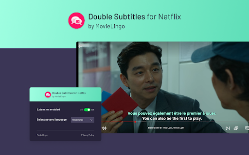 Double Subtitles for Netflix by MovieLingo  from Chrome web store to be run with OffiDocs Chromium online