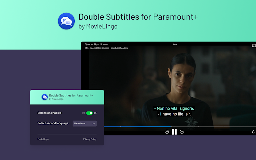 Double Subtitles for Paramount by MovieLingo  from Chrome web store to be run with OffiDocs Chromium online
