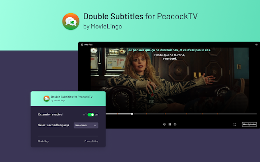 Double Subtitles for Peacock TV by MovieLingo  from Chrome web store to be run with OffiDocs Chromium online