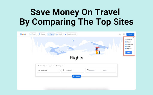 Dovie Find Travel Deals  from Chrome web store to be run with OffiDocs Chromium online