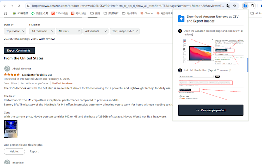 Download Amazon Reviews as CSV and Export Images  from Chrome web store to be run with OffiDocs Chromium online