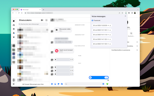 Download audio message Messenger/Instagram  from Chrome web store to be run with OffiDocs Chromium online