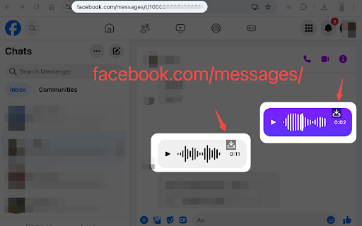 Download audio message Messenger/Instagram/Facebook Plus  from Chrome web store to be run with OffiDocs Chromium online