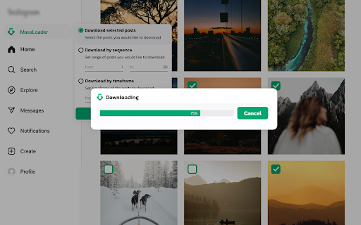 Downloader for Instagram MassLoader  from Chrome web store to be run with OffiDocs Chromium online
