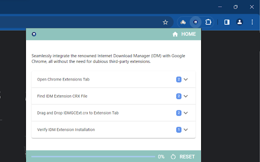 Download manager integration checklist  from Chrome web store to be run with OffiDocs Chromium online