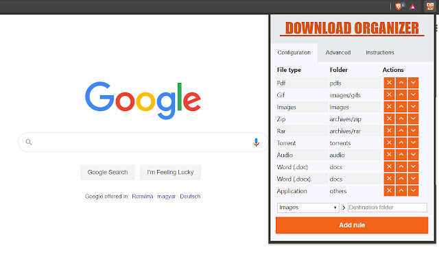 Download Organizer  from Chrome web store to be run with OffiDocs Chromium online