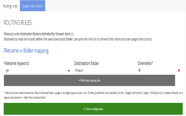 Downloads Router with overwrite  from Chrome web store to be run with OffiDocs Chromium online