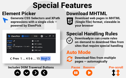 Downloadyze — A Multi Page Downloader  from Chrome web store to be run with OffiDocs Chromium online
